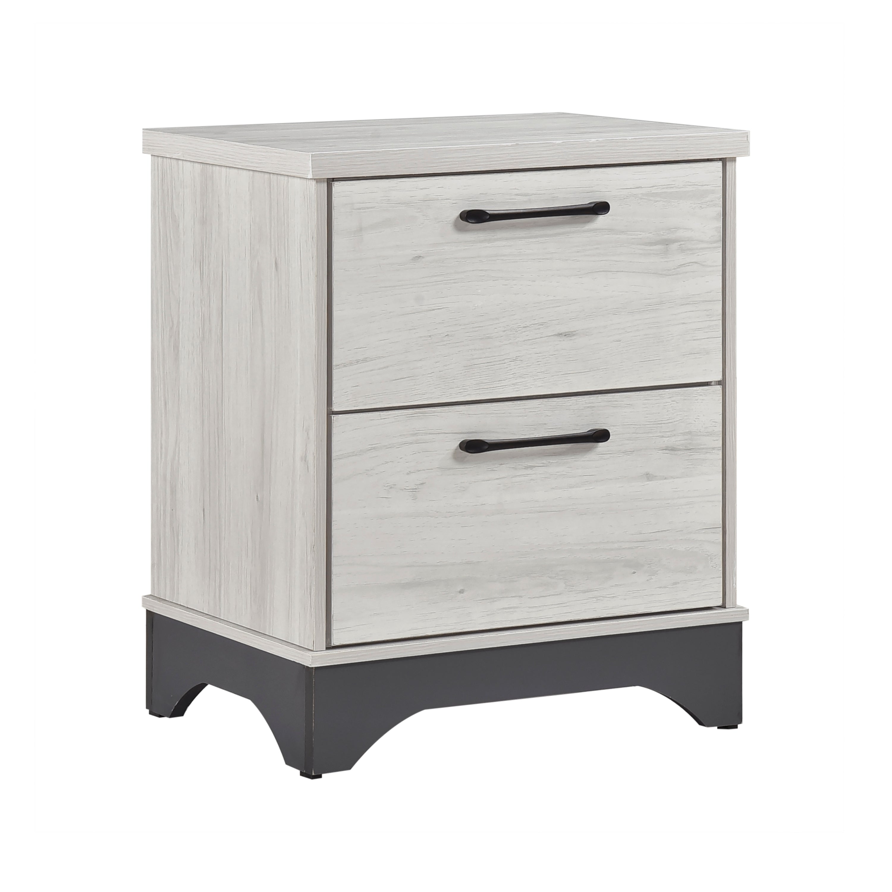 Contemporary Two-Tone White Oak and Gray Finish 2-Drawer Nightstand Bedroom Furniture 1pc