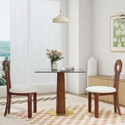 Modern Square Dining Table, 33.5' Tempered Glass Table with Wooden Leg & Gold Base, 2 - Person Kitchen Table for Small Space, 150lbs Weight Capacity(Only the Negotiation Table)