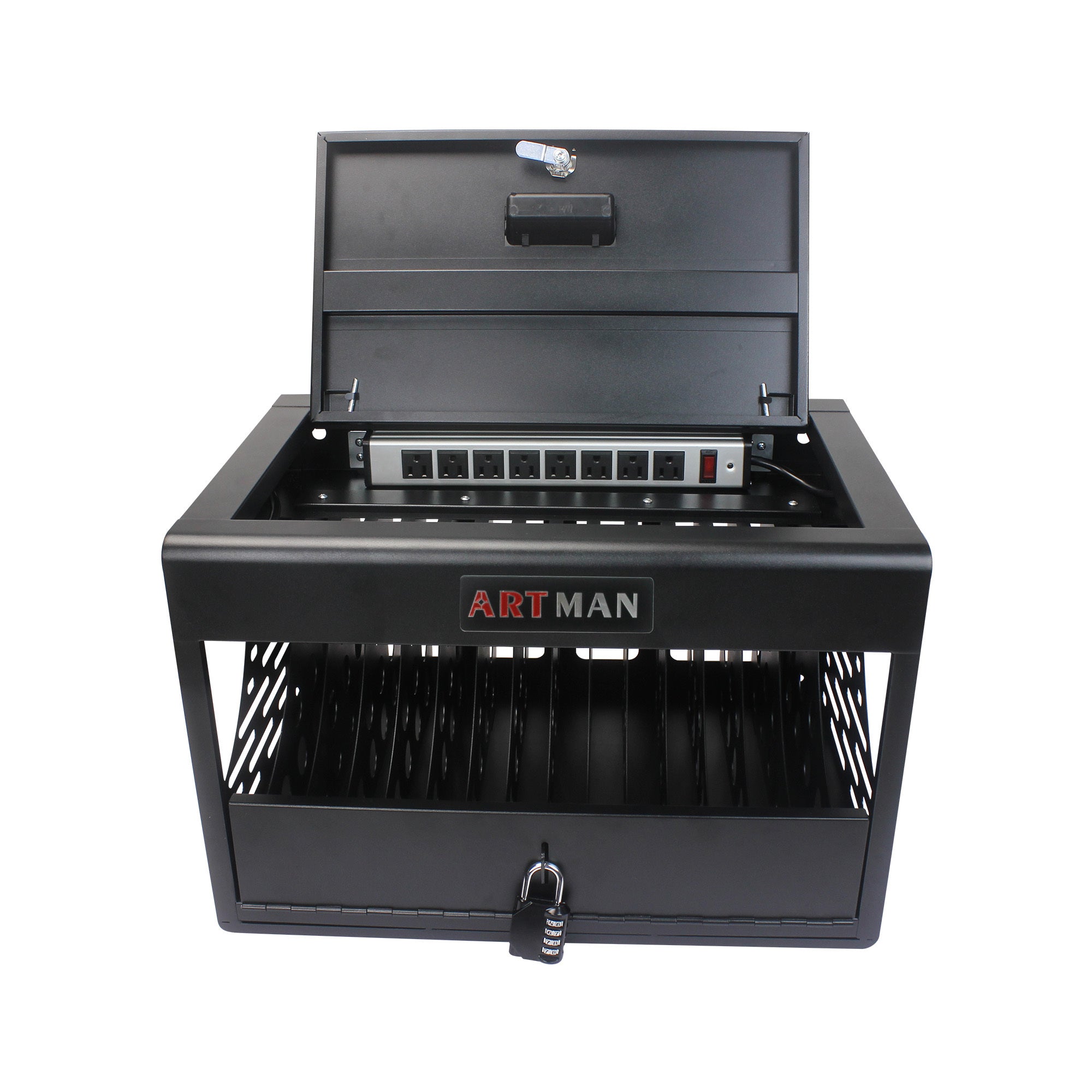 16 Bay Charging Cabinet for Laptop, Chromebook, Locking Charging Station-Black