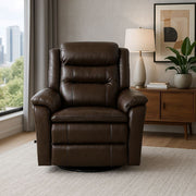 Man Wah Madrid Leather Swivel Recliner, Chocolate