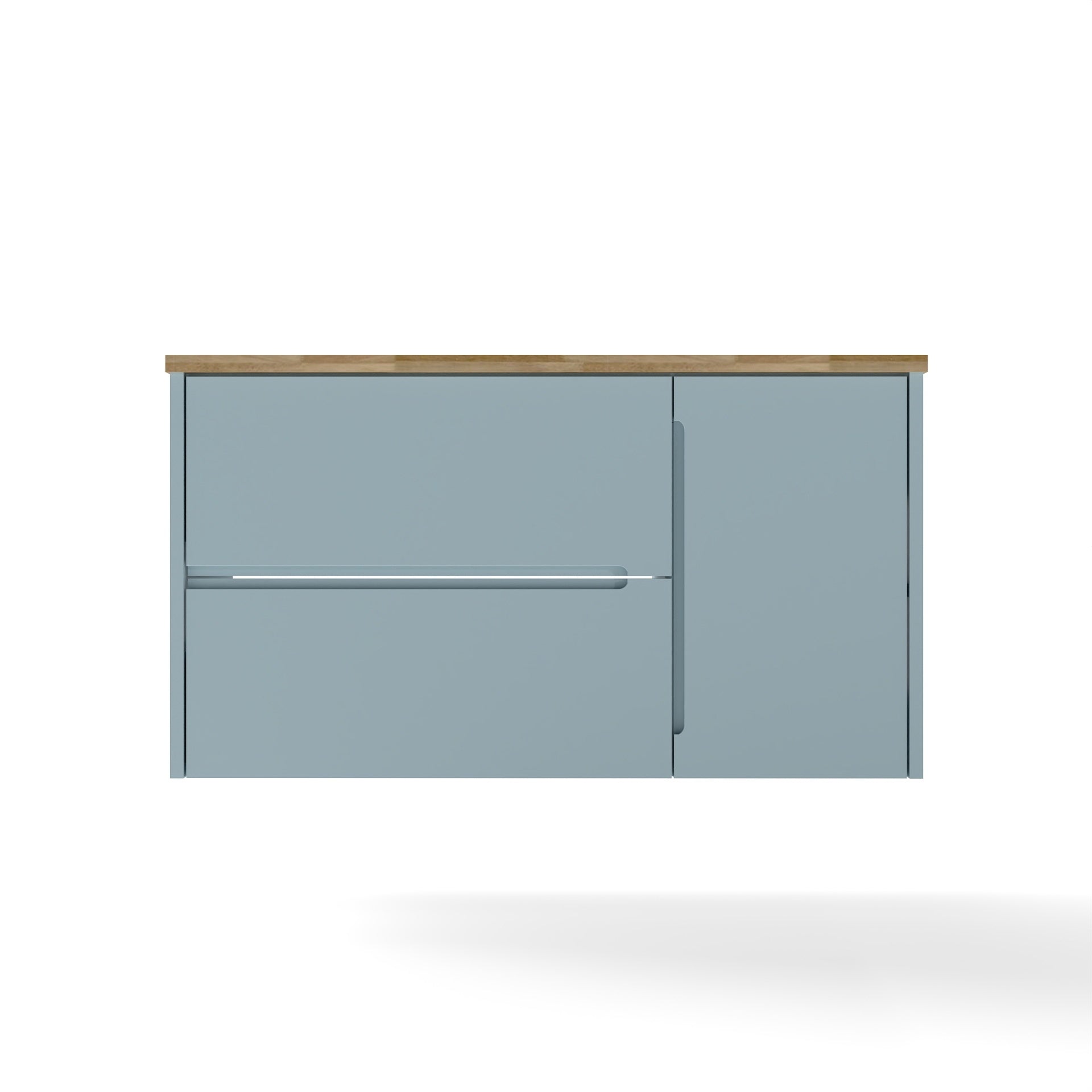 W3151S00011 Cabinet Bathroom Vanity with Sink Combo, Wall Mounted Fluted Cabinet with 2  Drawers and Door, Modern Floating Bathroom Cabinet with Ceramic Integrated Sink for Small Space