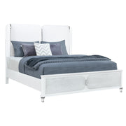 BRENDA Grey 5-Piece Queen Bedroom Set with LED Lighting and White Upholstery