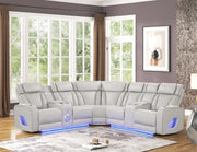 Fortuner Modern Style power recliner sectional with Bluetooth speaker and LED made with wood & metal, Massage Function Included Beige (CA Inventory)