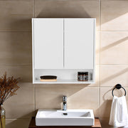 Double-Door Medicine Cabinet With Mirrored Doors And Interior Shelves, White