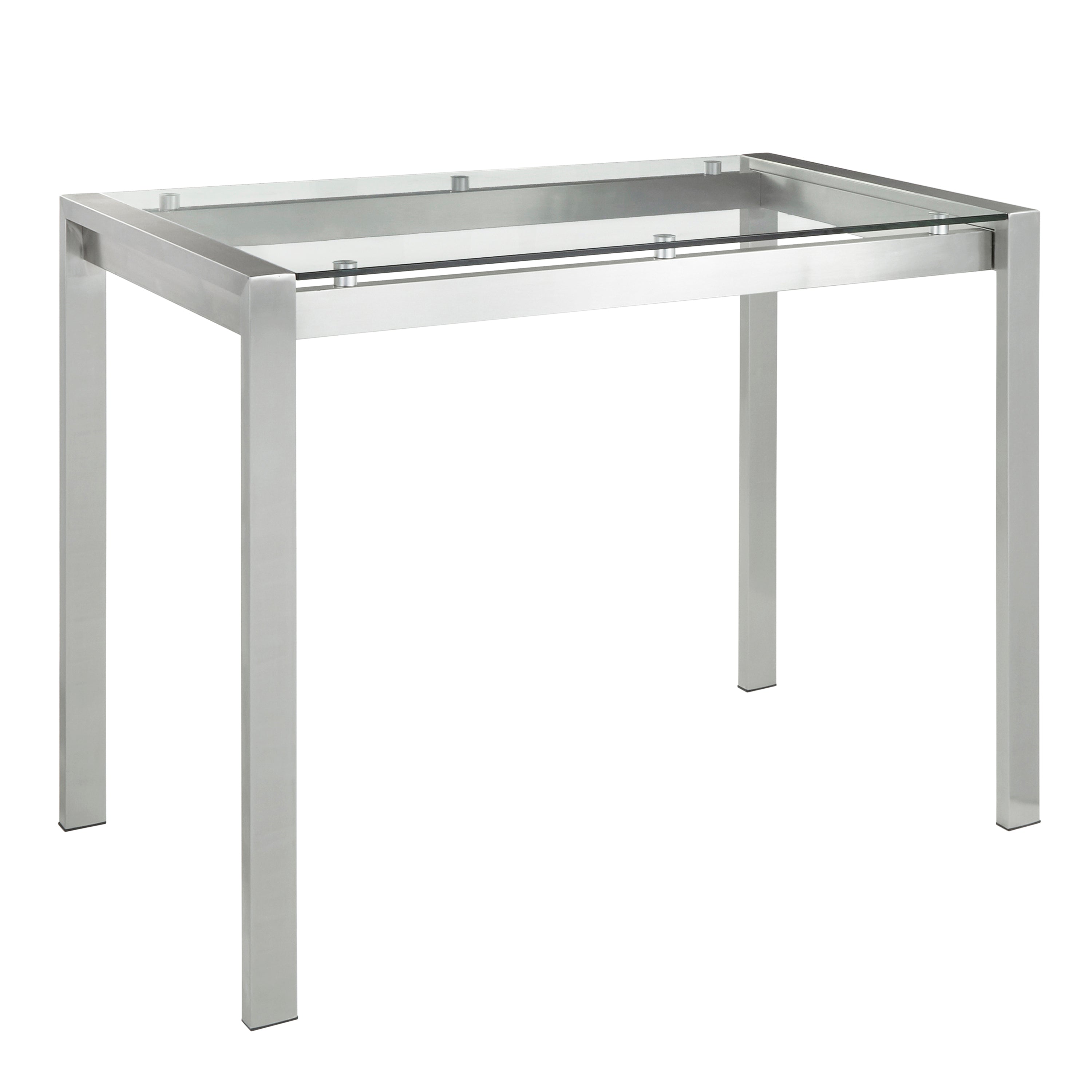 Fuji Contemporary Counter Table in Stainless Steel and Clear Glass by LumiSource