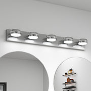 LED Vanity Lights 35in Bathroom Lights Fixtures over Mirror 5 Light LED Lighting Fixture for Bathroom 18W Mirror Lighting Fixture Modern Bath Light Bar Chrome Bath