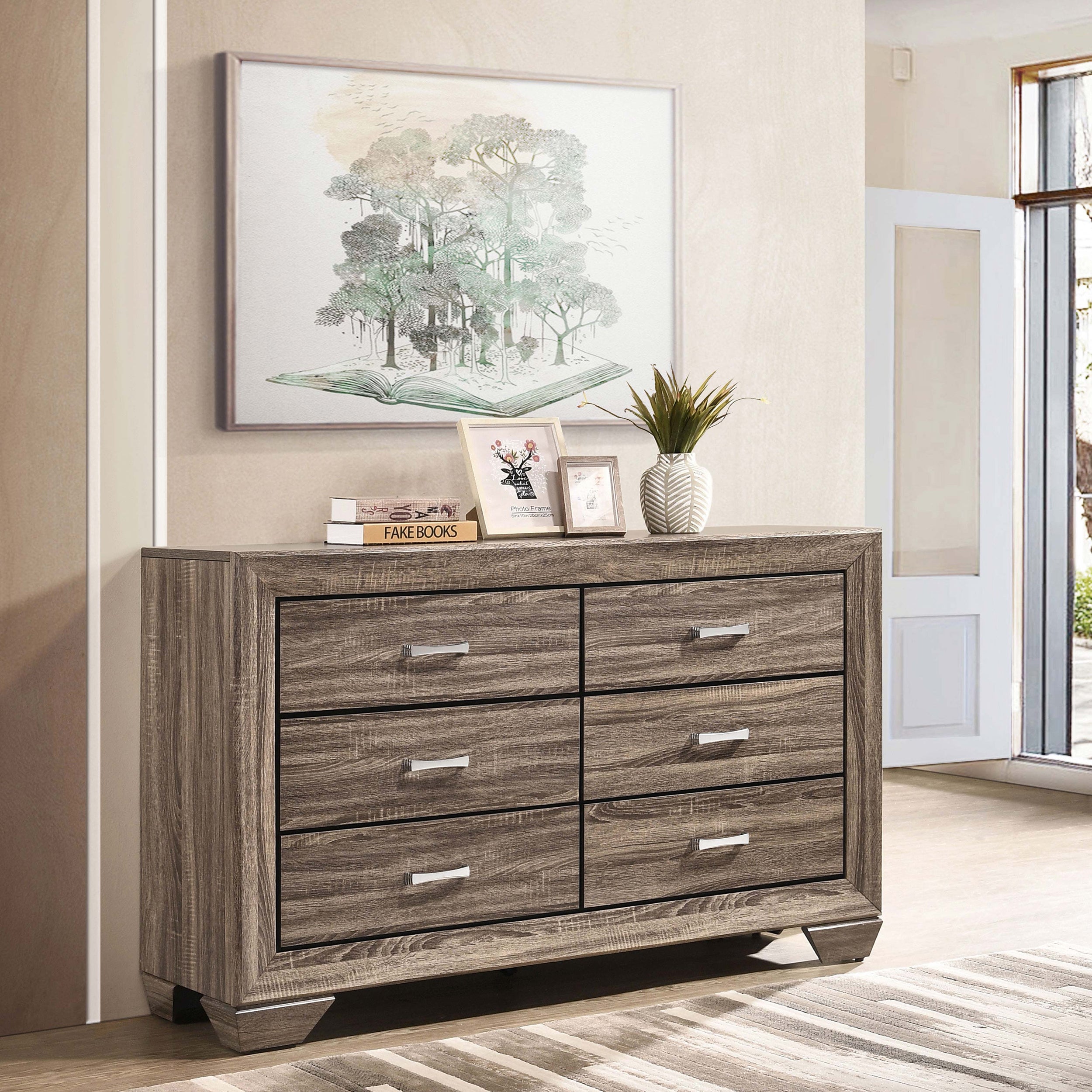 Harrison Washed Taupe 6-drawer Dresser