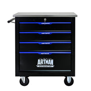 4-Drawer Multifunctional Tool Cart with Wheels - Black & Blue