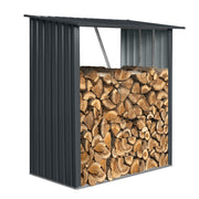 Black Metal Outdoor Firewood Rack, Open Wood Shed for Firewood, Pellet, or Lumber Storage, 3ft x 5ft