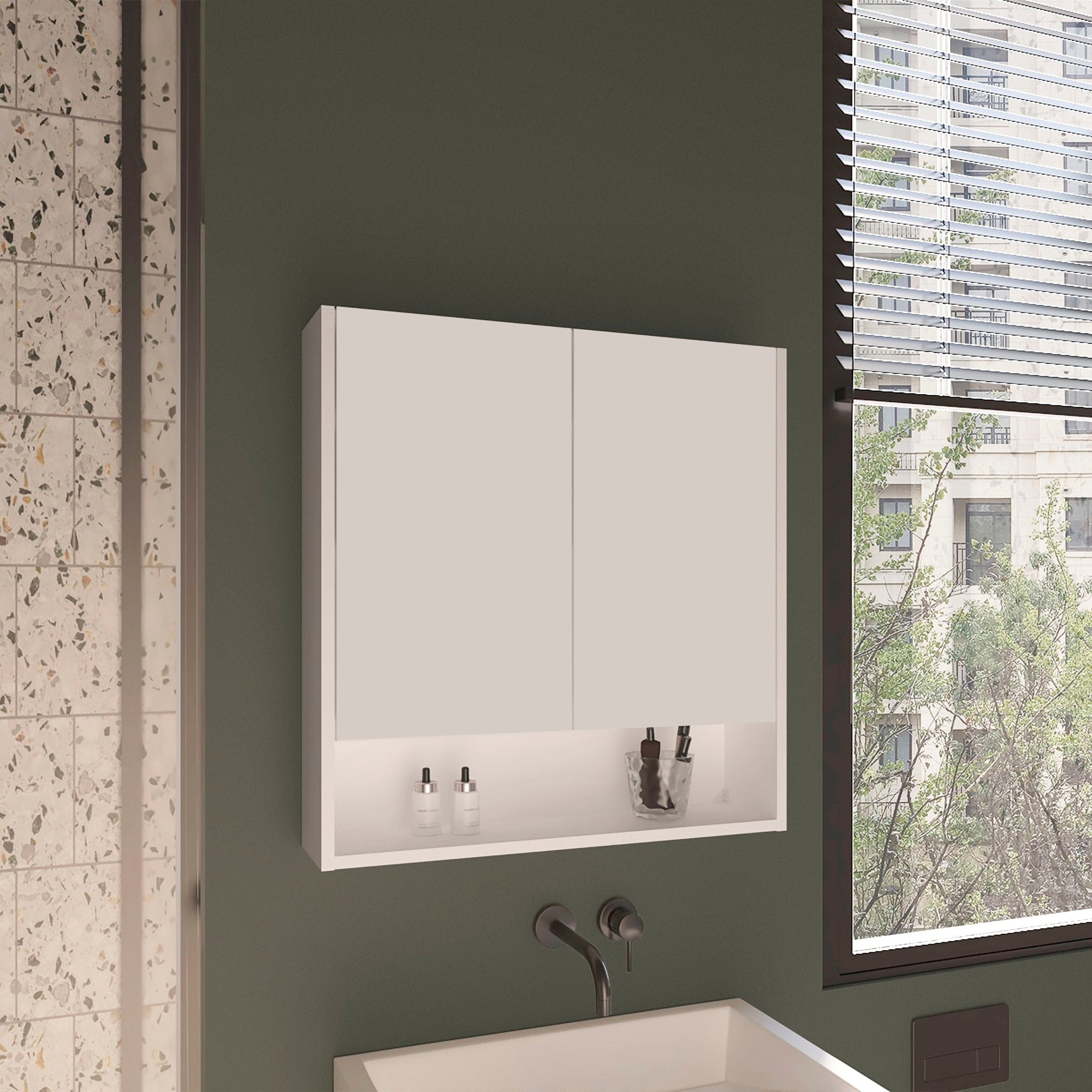 Medicine Cabinet, 2 Doors, 4 Shelves, White