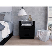 Nightstand 20'H, Two Drawers, One Shelf, Superior Top, Black
