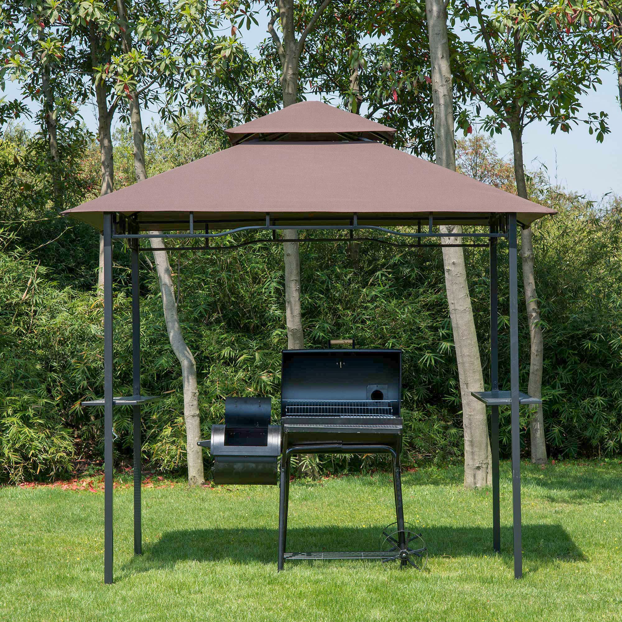 Grill Gazebo with Double Roof, Outdoor BBQ Canopy