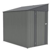 4x7 Foot Lean-To Shed in Olive grey, Heavy-Duty Steel Outdoor Storage for Garden Tools & Bicycles, Maximize Your Backyard & Patio Space with All-Weather Protection