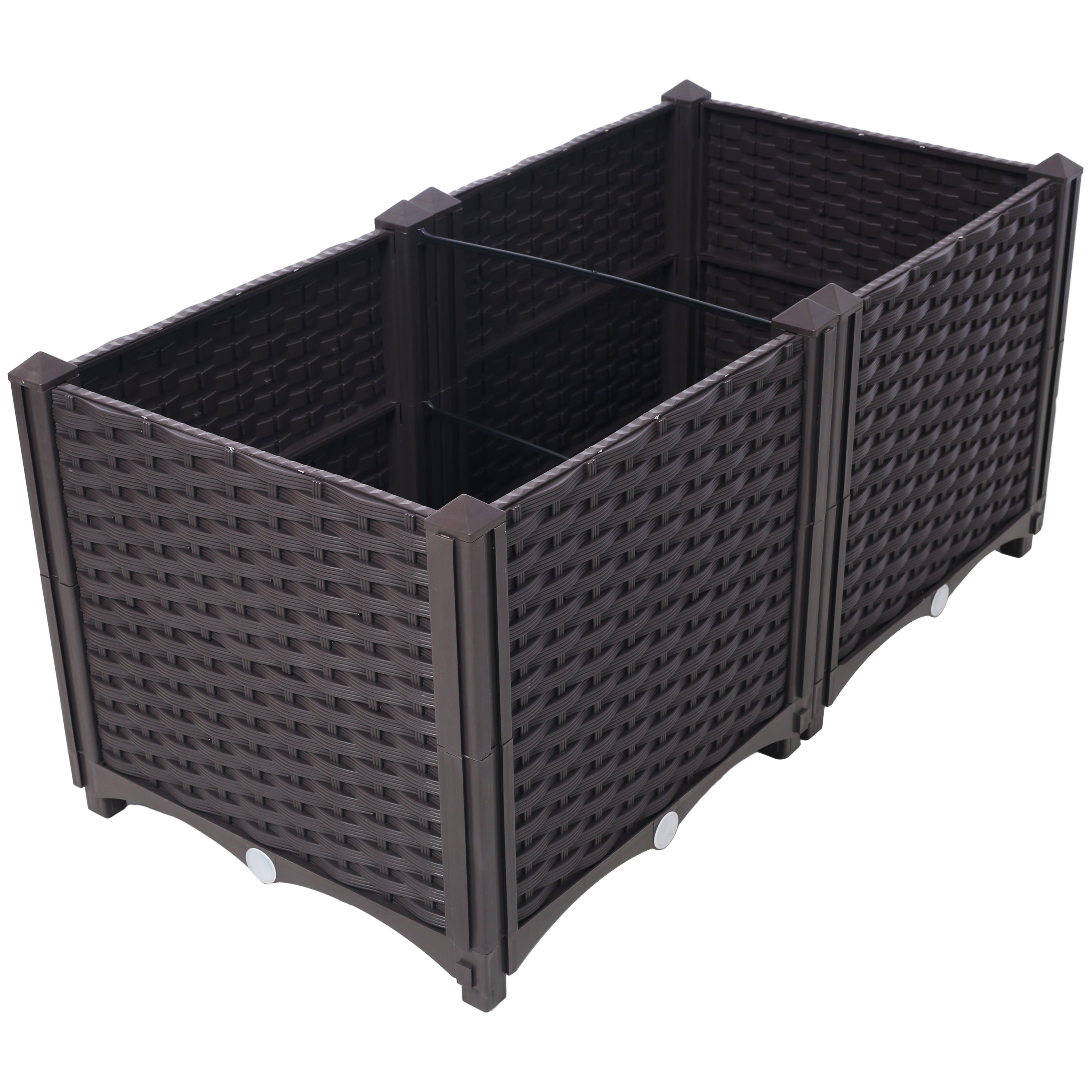 Deep Raised Garden Bed Plastic Planter Boxes for Vegetables Flowers Herbs and Succulents,Self-Watering Planter Box Raised Bed to Grow Flowers, Herbs & Vegetables, 31.5' L X 15.7' D X 14.7' H