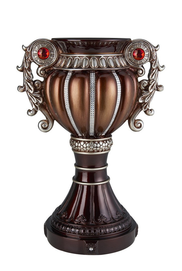 17.5' Tall' Delicata' Urn-Shaped Decorative Vase, Bronze with Silver Accents
