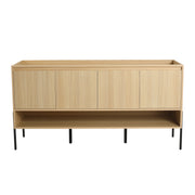 Modern Freestanding Bathroom Vanity with 4 Soft-Close Cabinet Doors in Oak Finish, Engineered Wood, 60 Inches