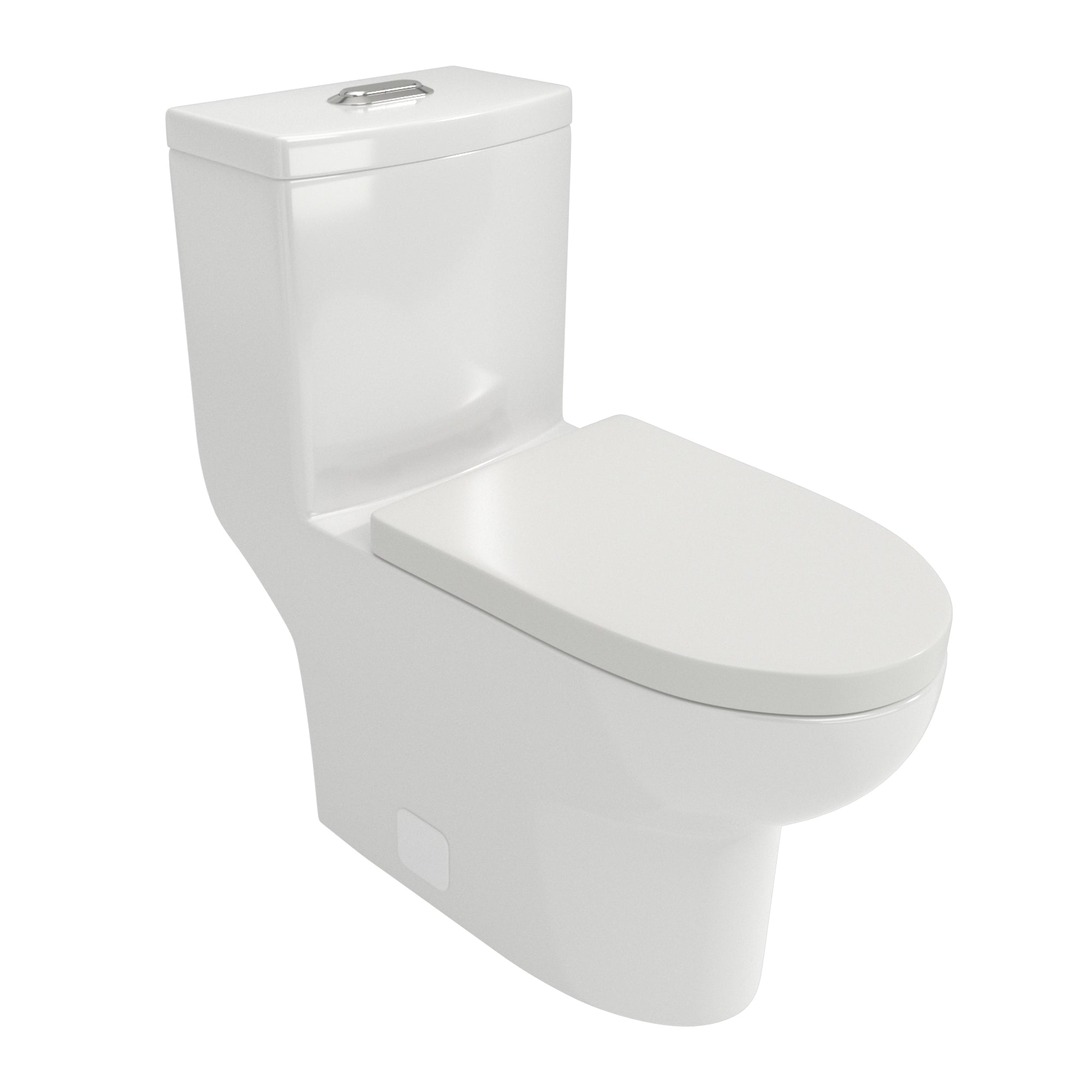 Modern Ceramic One Piece Toilet with Dual Flush and Soft Closing Seat in White