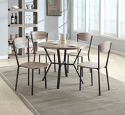 5-Piece Black Graywash Round Dining Set Table Chairs Rustic Gray Finish Dining Room Wooden Furniture