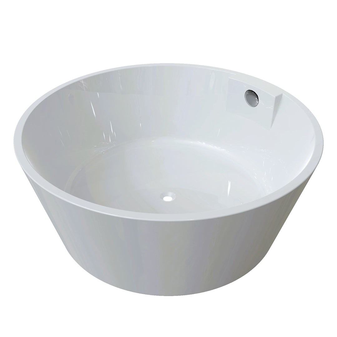 DAX Round Freestanding Acrylic Bathtub - Glossy White - 57' diameter