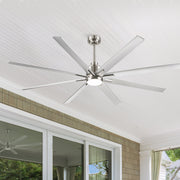 Smart 72' Integrated LED Ceiling Fan with Silver Blades in Brushed Nickel Finish