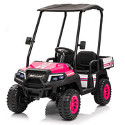 24V XL Kids Electric Ride on Truck w/RC - Spacious 20in Wide Seat, Removable Sunshade, Dual-Motor Drive, 4-Wheel Spring Suspension, Bluetooth Audio & Comfortable Dual Seats,Recommended age: 3-8