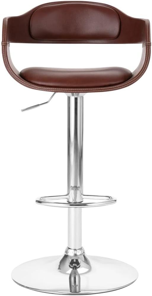 Contemporary Swivel Adjustable Barstool with Padded Seat and Back