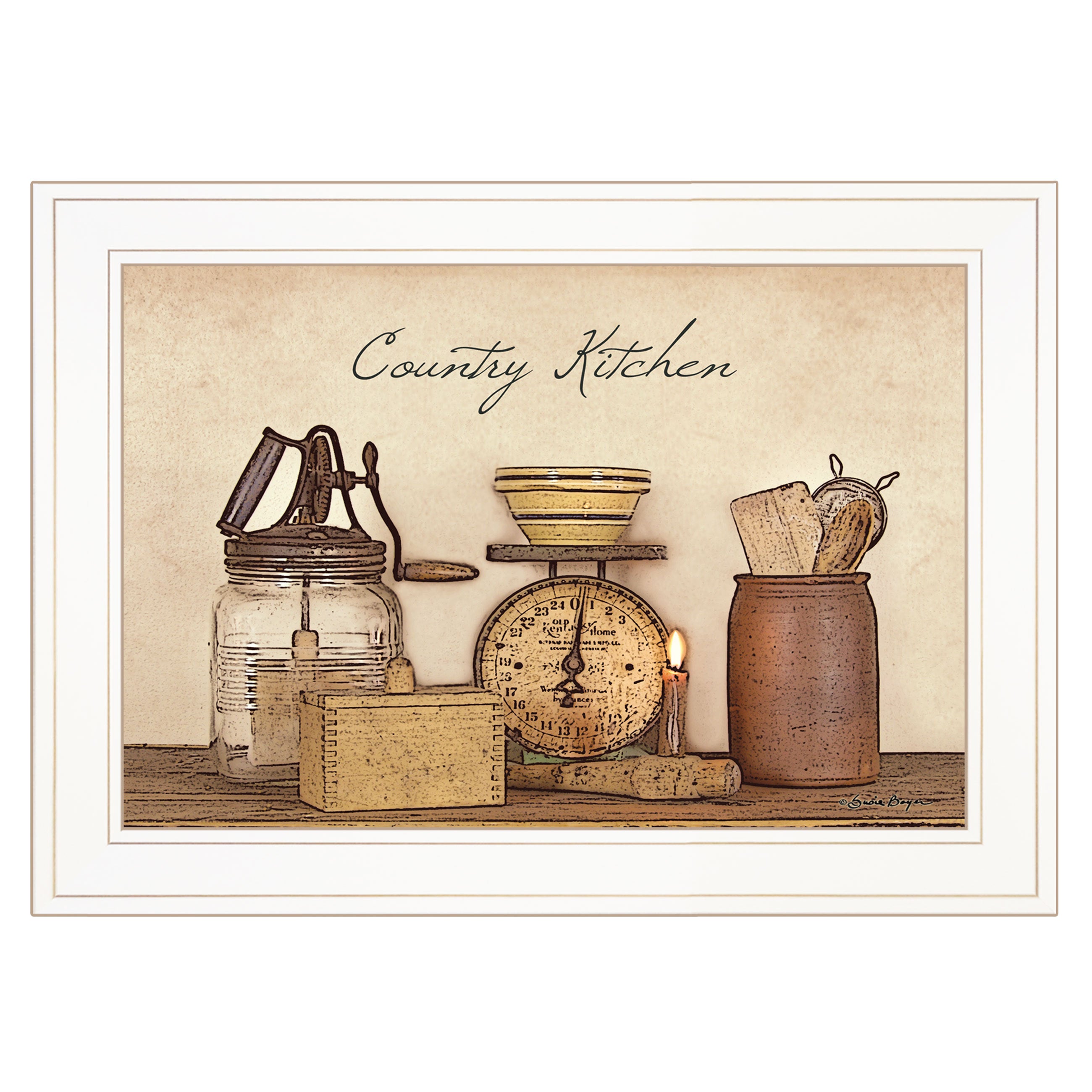 'Country Kitchen' By Susie Boyer, Ready to Hang Framed Print, White Frame