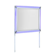 Contemporary Laura Silver Mirror with LED Light and Sleek Frame in Glass, 43.90 x 37.17 inches