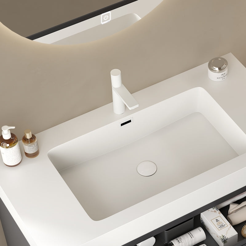 30' Integrated Rectangular Undermount Basin without Drain and Faucet, White