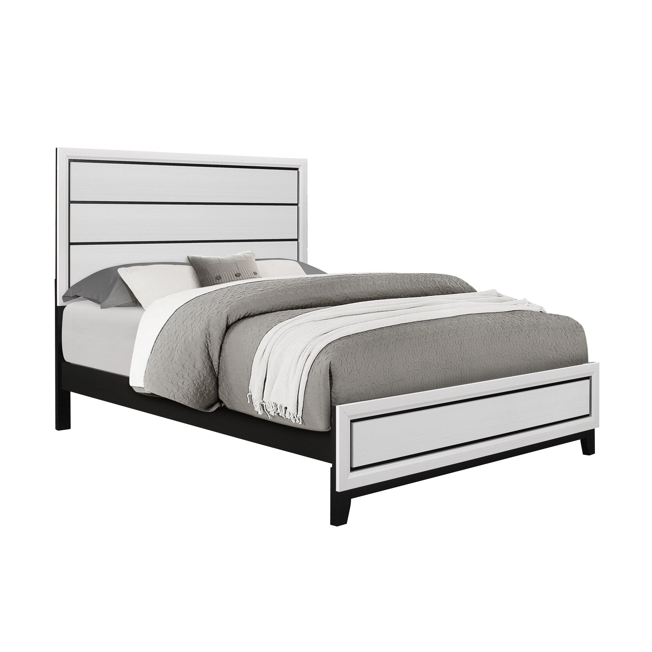 MIRAGE White 5-Piece Full Bedroom Set, Panel Style, Rubber Wood Construction