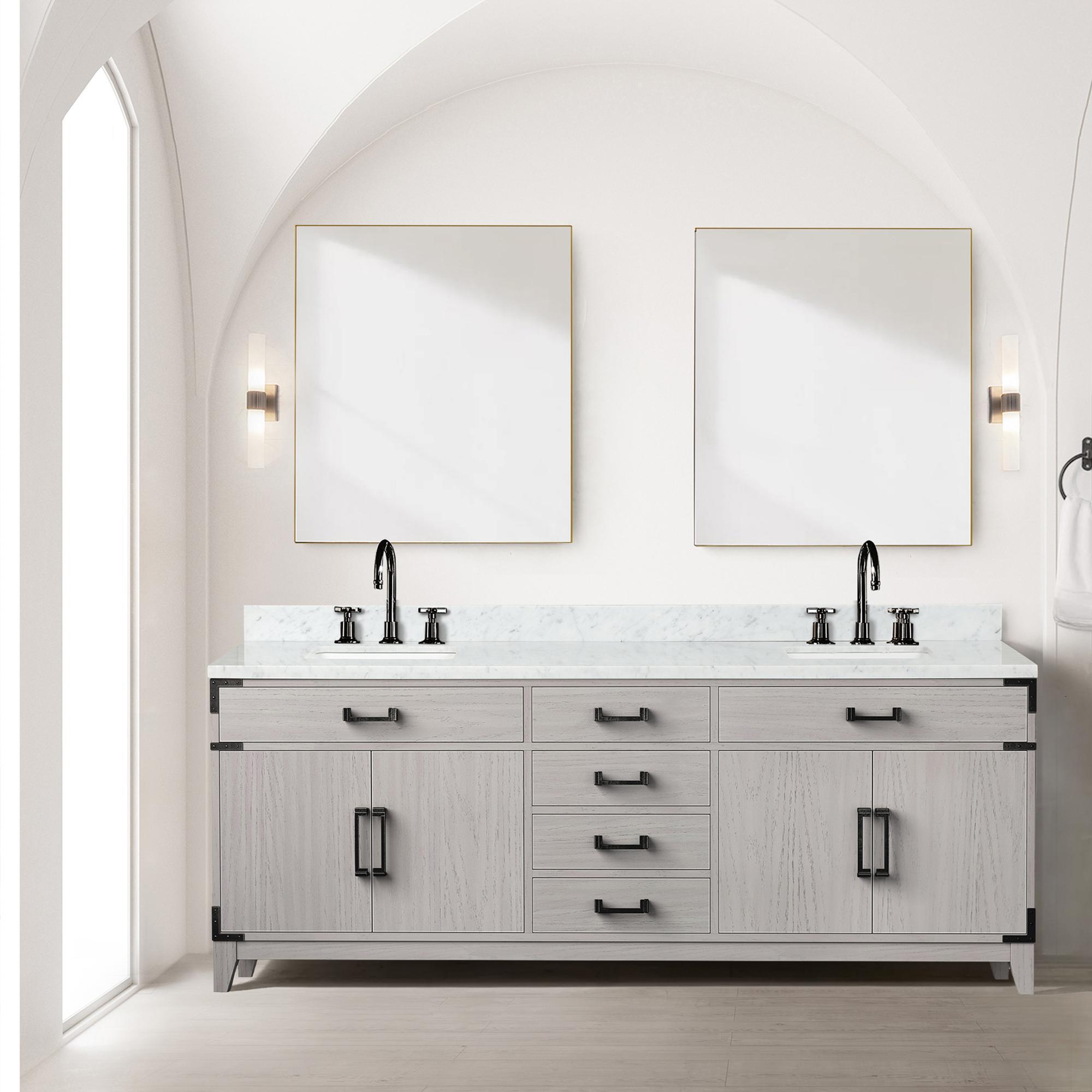 White Oak Double Bath Vanity 84 in. W x 22 in. D
