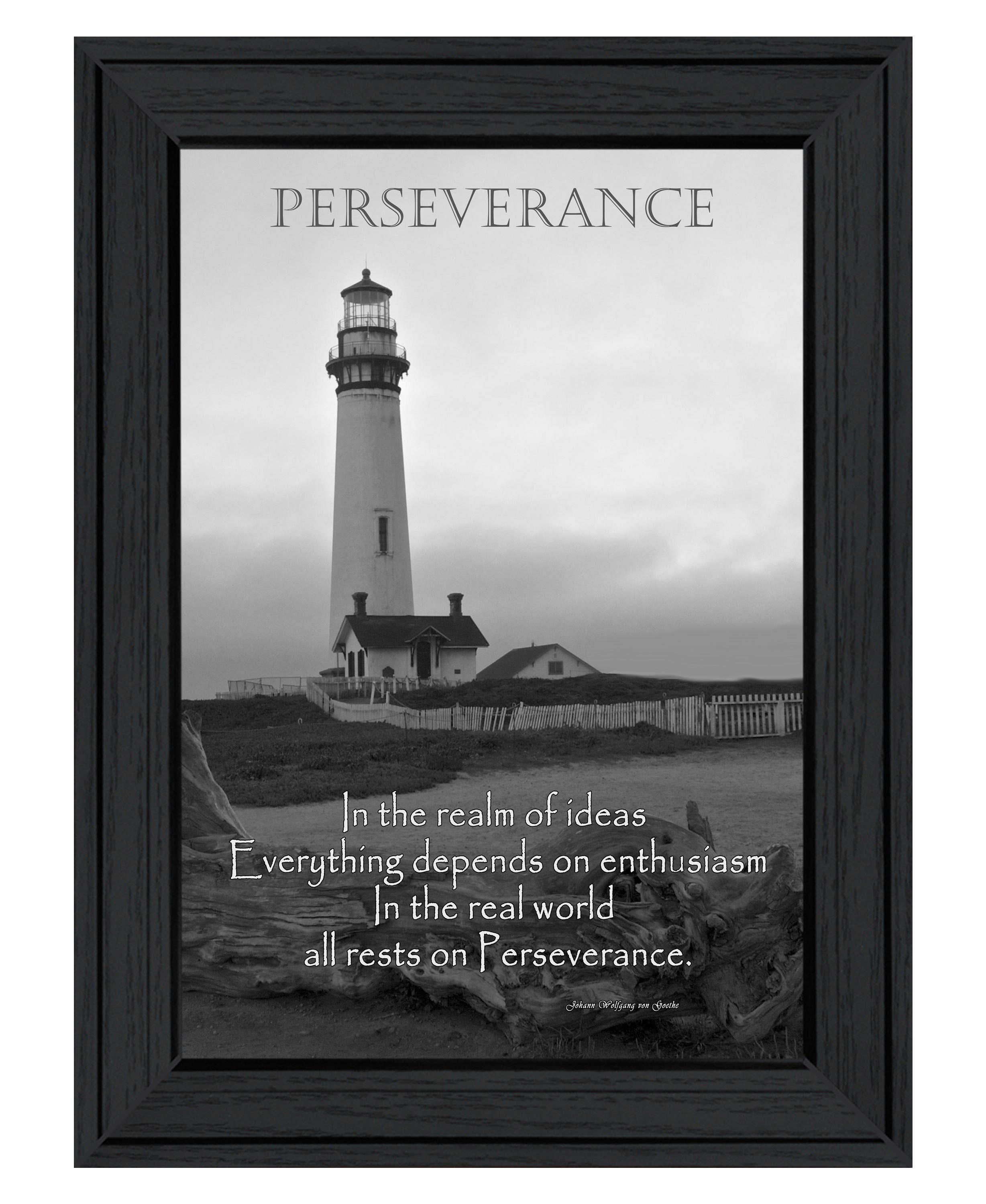 'Perseverance (Grayscale)' by Trendy Decor 4U, Ready to Hang Framed Print, Black Frame