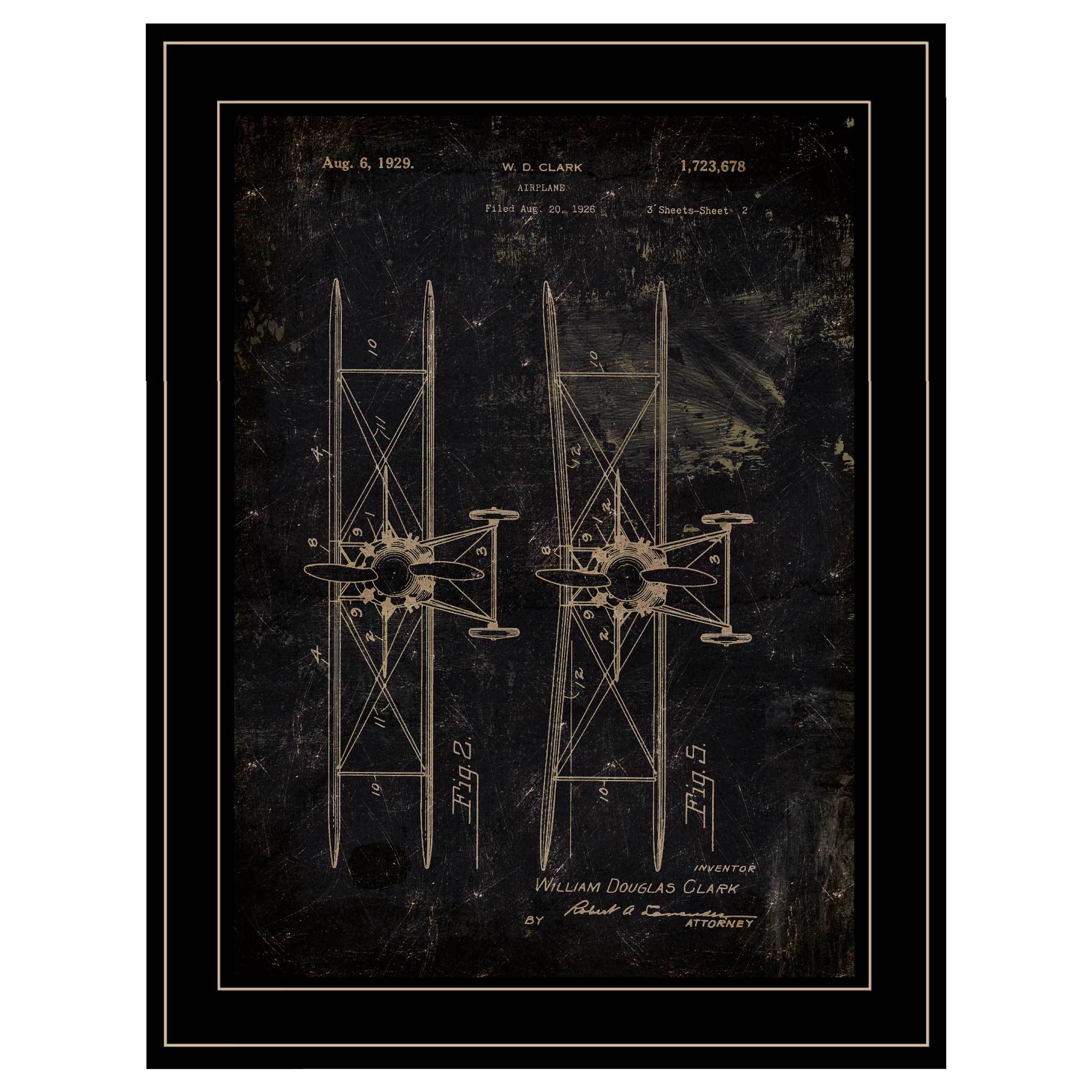 'Airplane Patent I' by Cloverfield & Co, Ready to Hang Framed Print, Black Frame