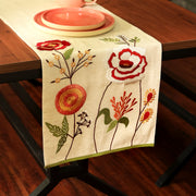 Peony Embroidered Table Runner 72 Inches Long for Dresser Home Dining Table Décor