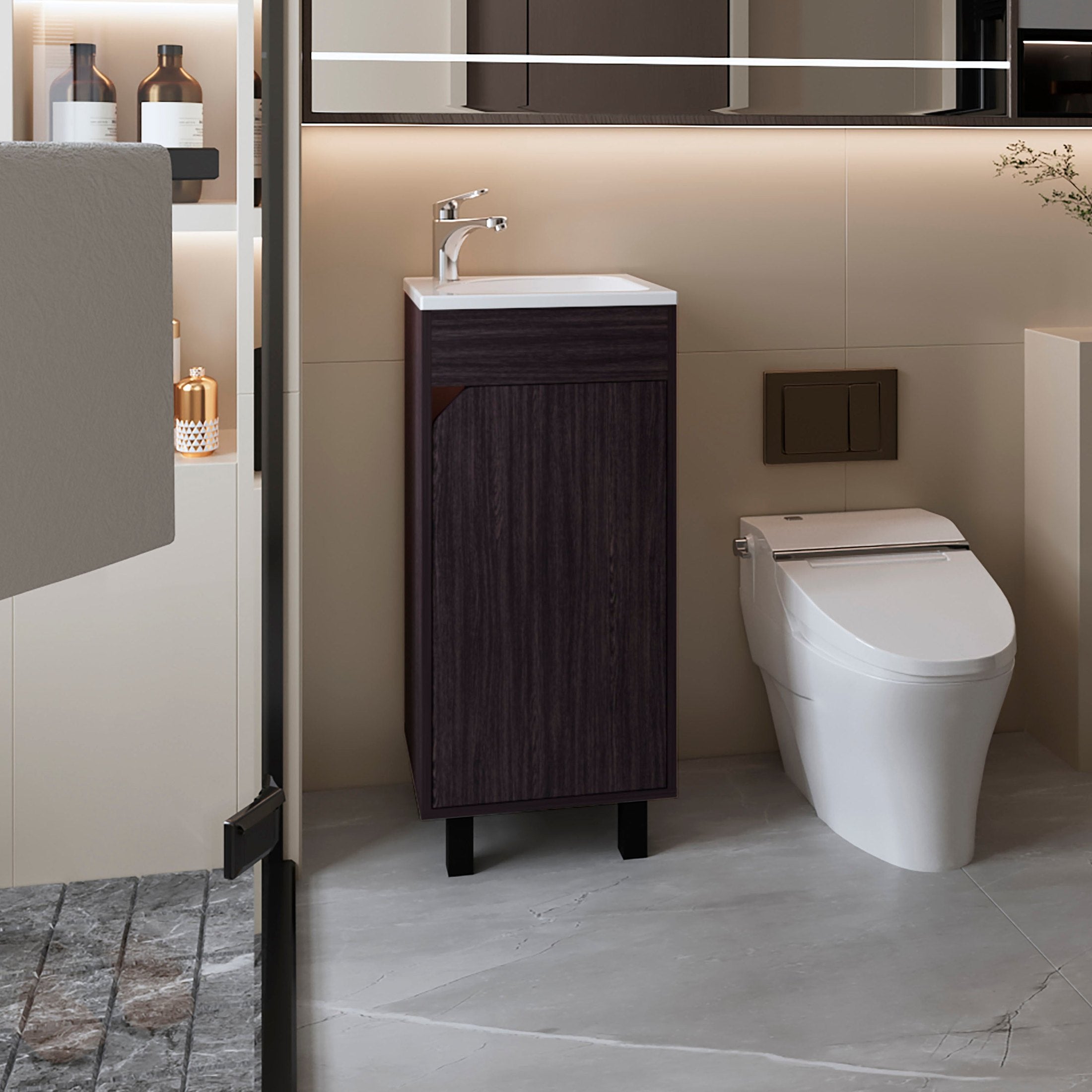 FM FURNITURE Quartzsite  Bathroom Vanity with Integrated Sink, Wengue