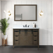 Rustic Brown Bath Vanity 48 in. W x 22 in. D, White Quartz Countertop and Faucet Set