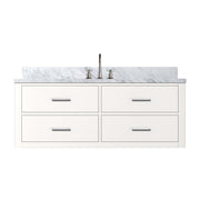 White Single Bath Vanity 48 in. W x 22 in. D, Carrara Marble Top, and Faucet Set