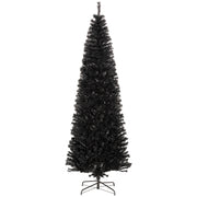 HOMCOM 8ft Pencil Christmas Tree, Unlit Artificial Christmas Tree Slim Douglas Fir Xmas Tree with Realistic Branches, Halloween Tree with 1168 Tips, Black