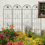 4 Pack Metal Garden Trellis 86.7' x 19.7' Rustproof Trellis for Climbing Plants Outdoor Flower Support Black
