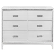 ALMERA Glam Glitter White Dresser with Spacious Drawers and Crystal Accent Trim