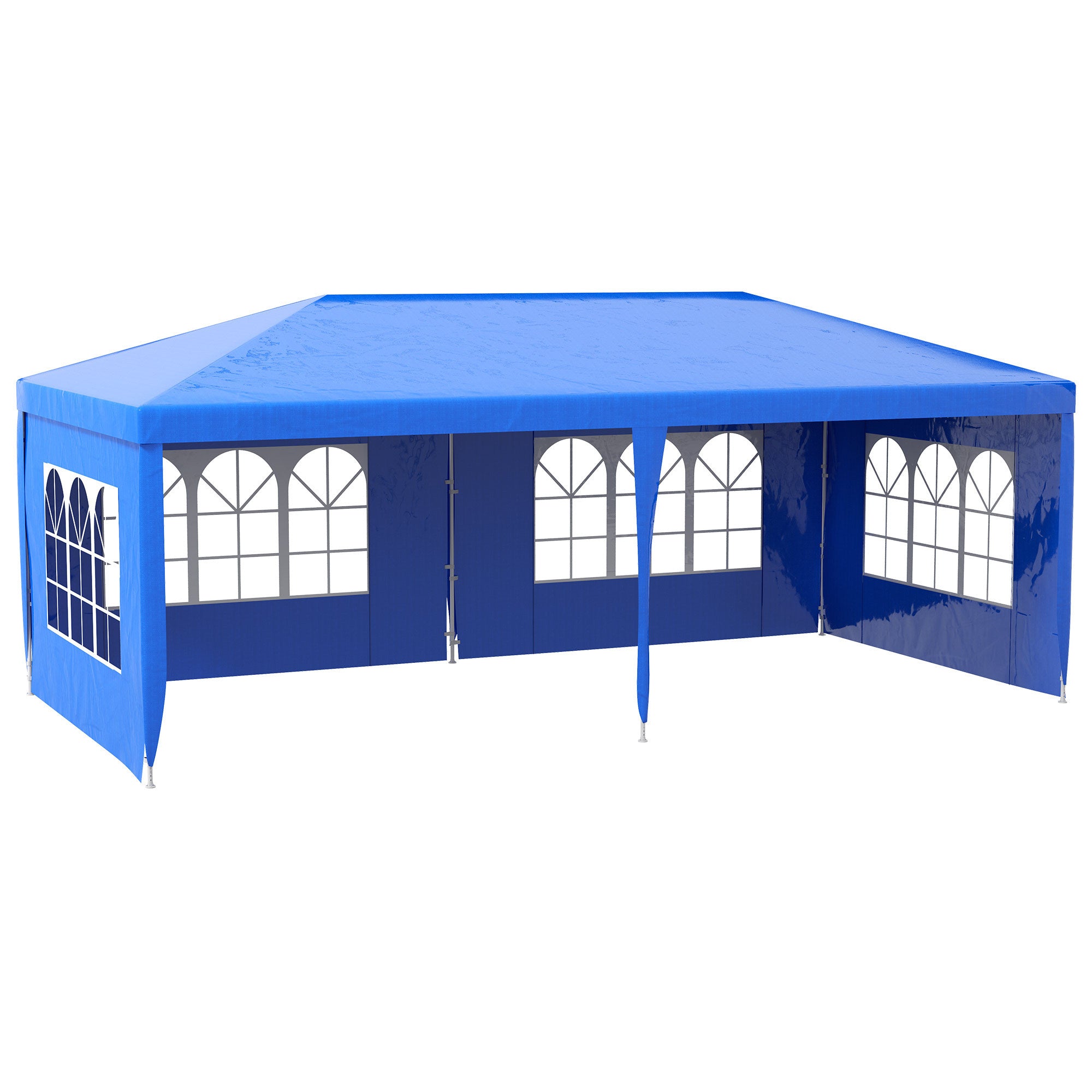 Outsunny 9.6' x 19' Large Party Tent, Outdoor Event Shelter, Gazebo Canopy with 4 Removable Window Sidewalls for Weddings, Picnics, Blue