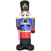 HOMCOM 8ft Christmas Inflatables Outdoor Decorations Nutcracker Toy Soldier with Scepter, Blow-Up Yard Christmas Decor with LED Lights Display