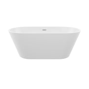 59' Acrylic Freestanding Bathtub, Stand Alone Soaking Tub, Gloss White Finish, Chrome Overflow & Pop-Up Drain