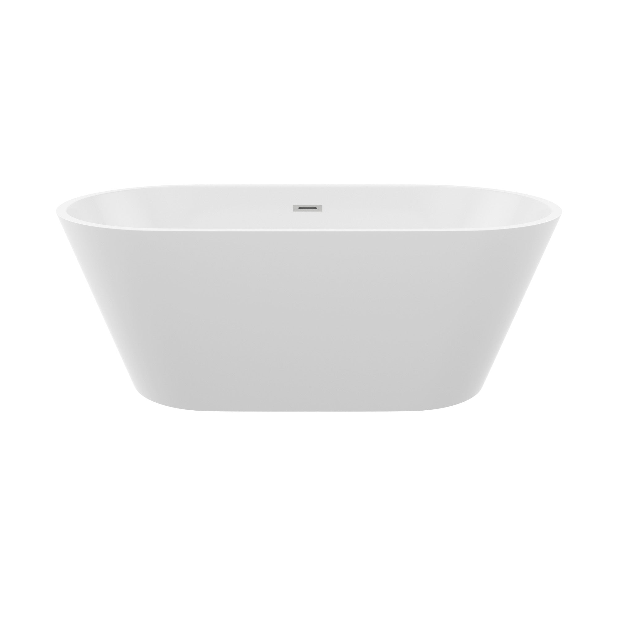 59' Acrylic Freestanding Bathtub, Stand Alone Soaking Tub, Gloss White Finish, Chrome Overflow & Pop-Up Drain