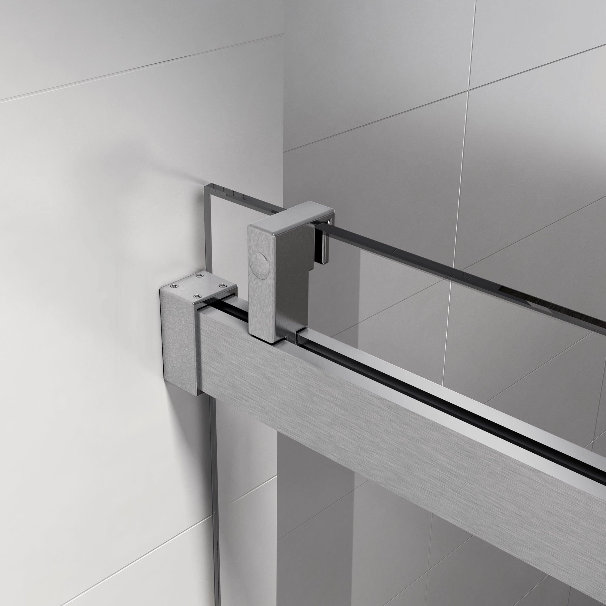 Top Rail Only, Stainless Steel Top Track with Buffer for Shower Door, 24D01P01-60BNX