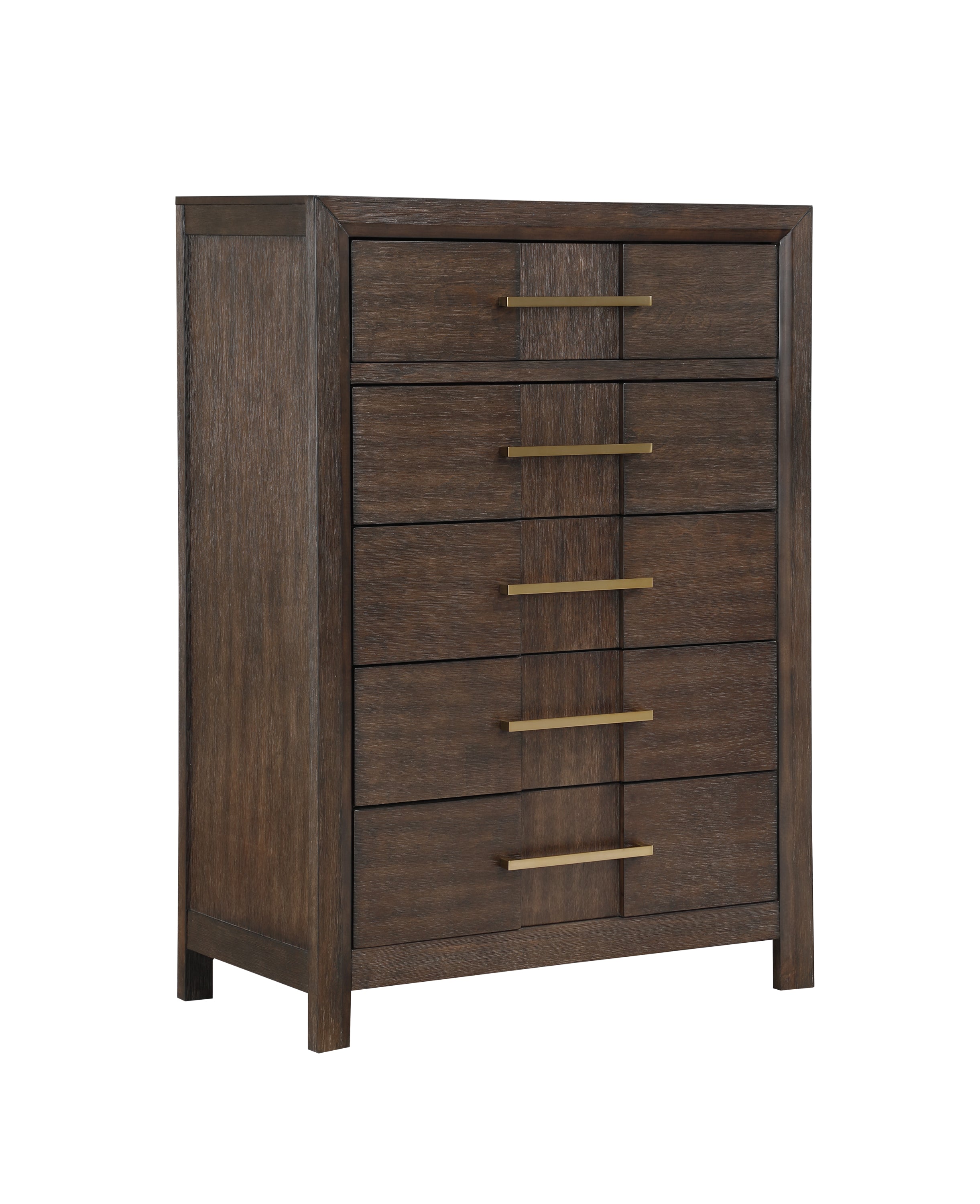 Kenzo Modern Style 5-Drawer Chest Made with Wood in Walnut same as G150108531 (NJ Inventory)