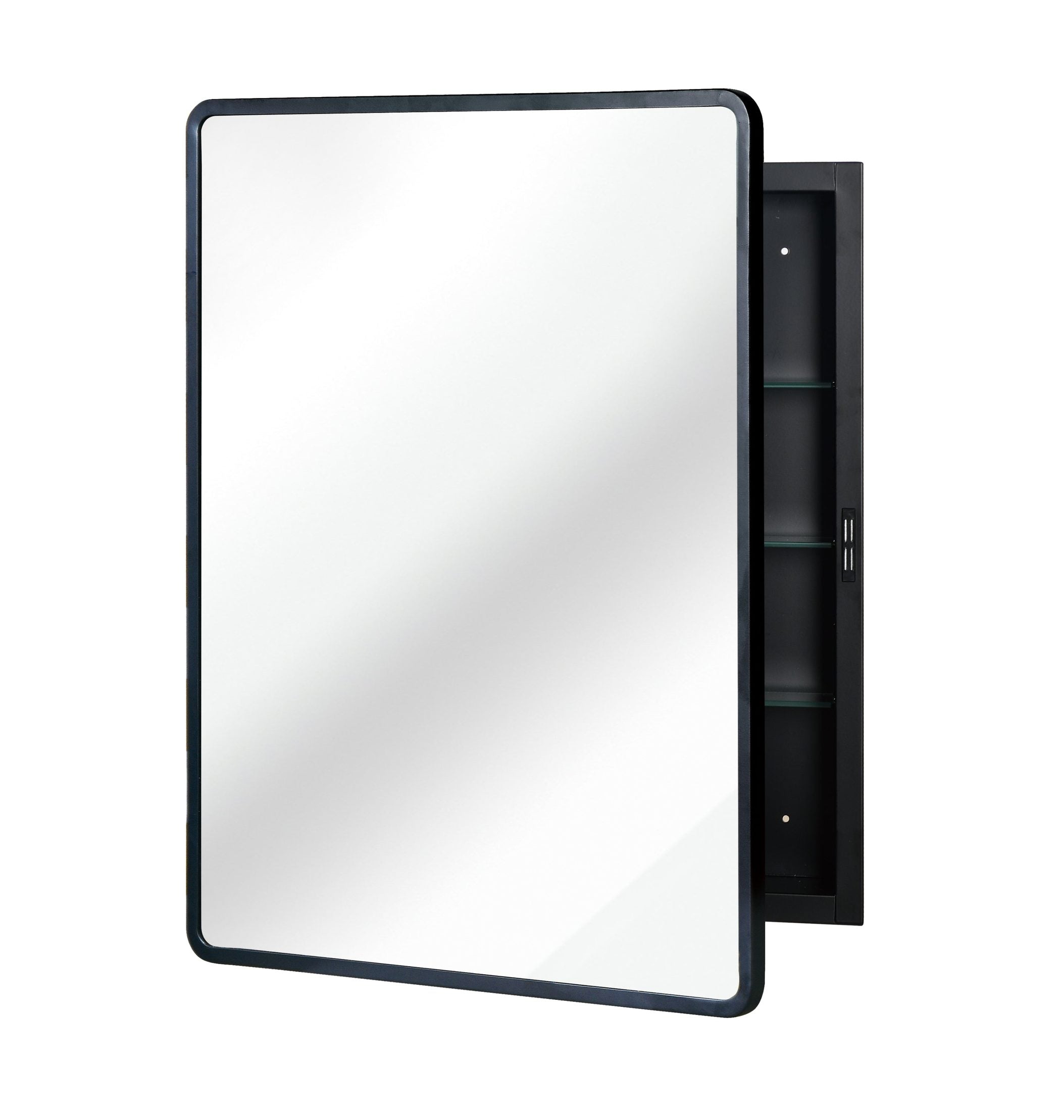 Black 24x30 inch  Metal Framed Wall mount or Recessed Mirror Cabinet