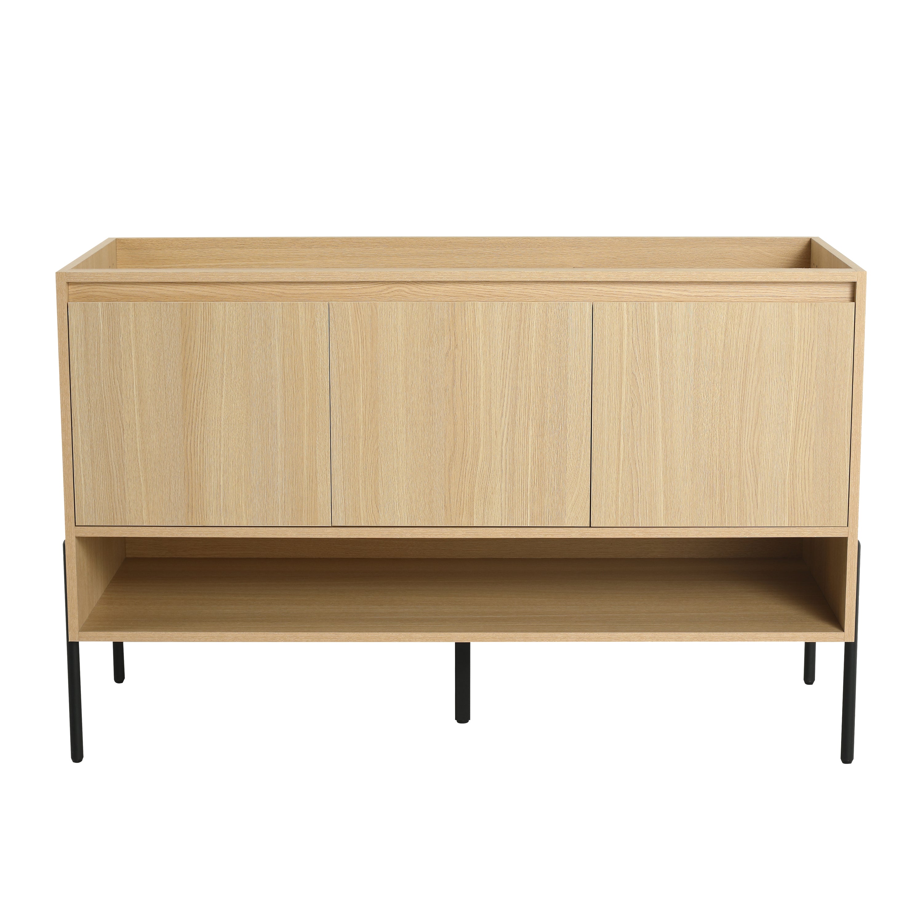 Minimalist 48' Freestanding Bathroom Vanity with 3 Soft-Close Cabinet Doors in Oak Engineered Wood