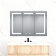 48 in. W x 30 in. H Rectangular Silver Aluminum Recessed/Surface Mount Medicine Cabinet with Mirror LED and Clock