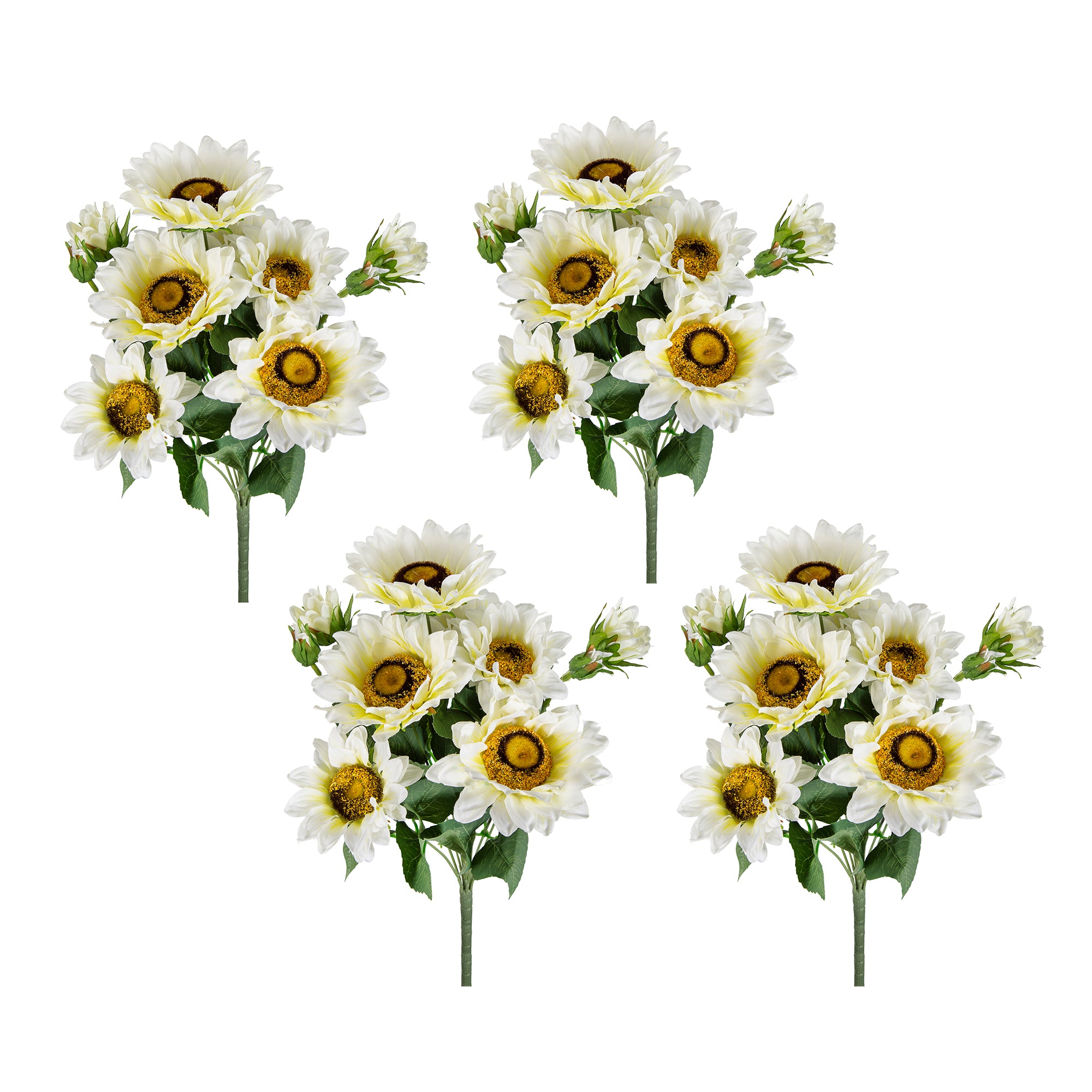 10.2 x 11 x 18.9'H Artificial Cream Sunflower BushX9, 4 Pack